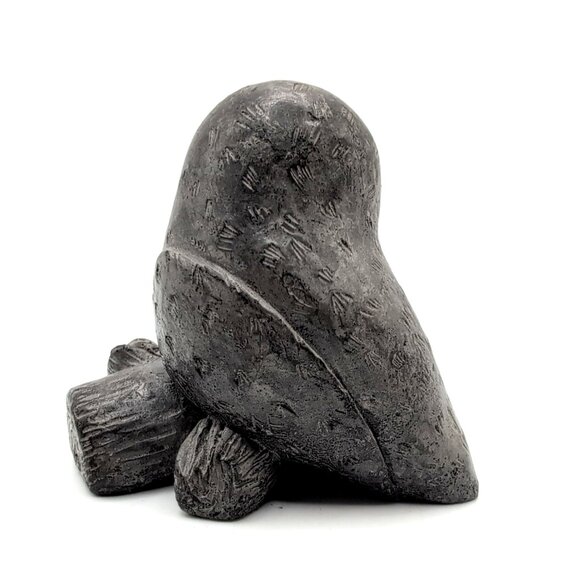 Wolf Original Owl on Log Handcrafted Sculpture Figure Canada Signed Stone/Resin - Picture 4 of 8